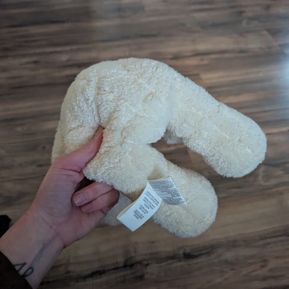 Plush Cream Bunny Dog Toy with Purple Bow - Soft Squeaky Companion -23